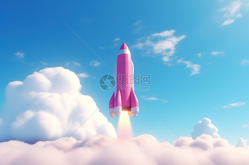 立体发射3D火箭图片