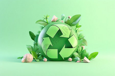 环保绿色回收3D符号图片