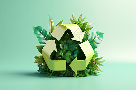3d立体箭头环保绿色回收3D立体符号插画