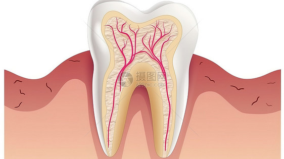 卡通横切面牙齿结构创意概念图图片