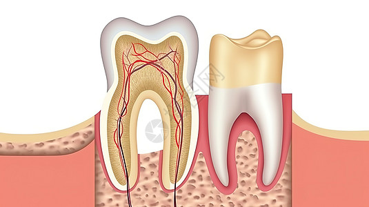 卡通牙齿结构横切面创意概念图图片