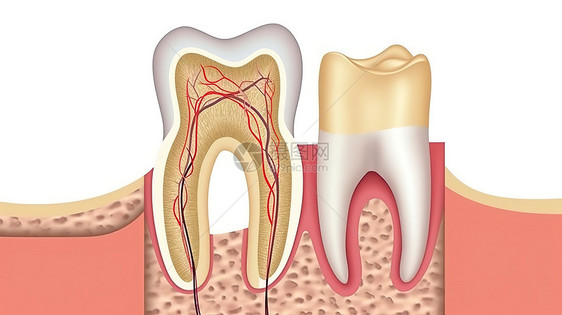 卡通牙齿结构横切面创意概念图图片