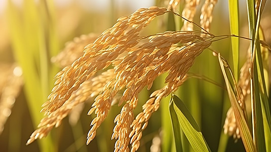 金黄色的水稻麦穗图片