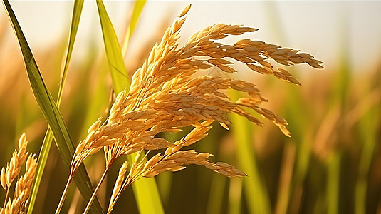 秋收金黄色的水稻麦穗图片