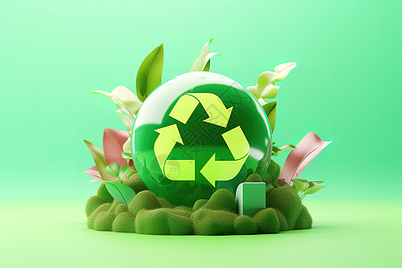 环保绿色回收符号创意图背景图片