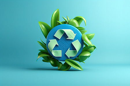 3D立体绿色回收环保背景图片
