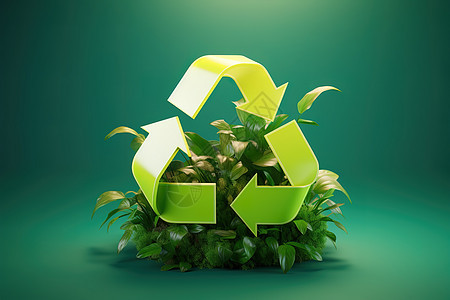 绿色3D图标环保回收标志图片