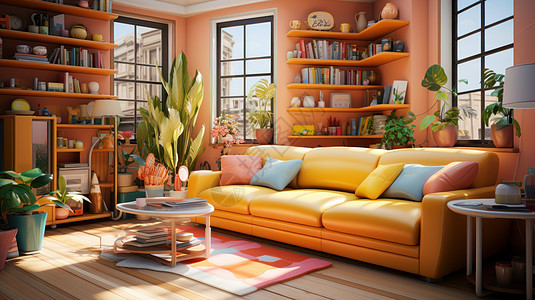彩色时尚舒适的客厅图片