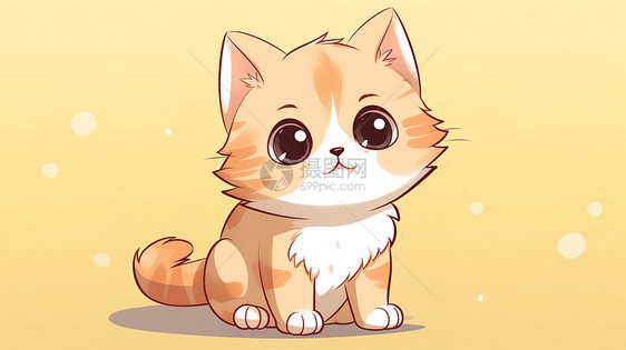 一只可爱小猫咪插画图片