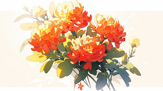 橙黄色漂亮的卡通菊花图片