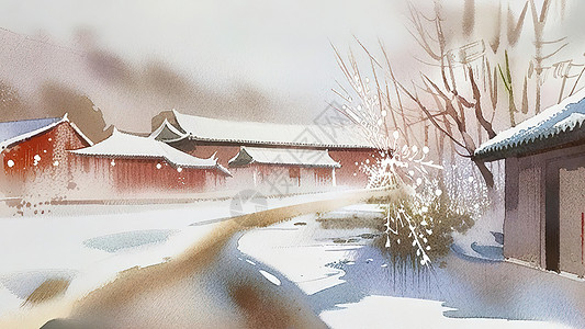 冬季乡村下雪场景图片