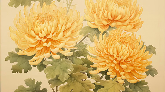 秋天漂亮的淡黄色卡通菊花图片