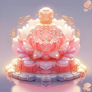 粉色花朵立体雕花美味的甜品月饼图片