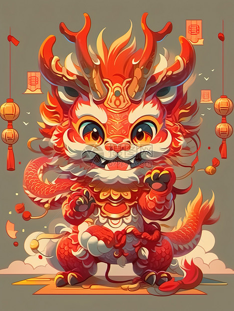 卡通可爱插画生肖龙新年图片