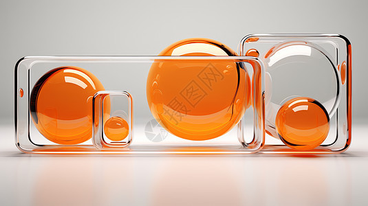 橙色透明玻璃抽象几何图形简约背景图片