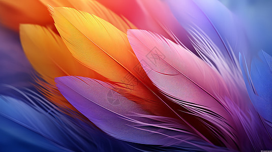 彩色梦幻的羽毛背景图片