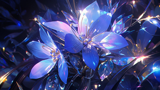 蓝紫色漂亮的卡通花朵图片