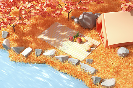 秋季露营场景背景图片