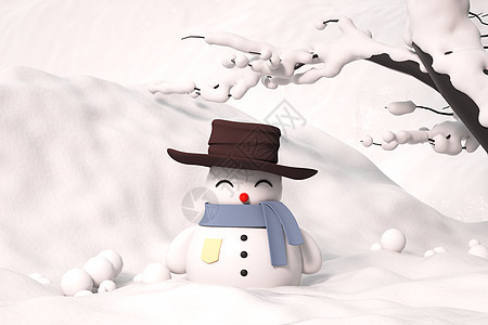 冬季雪人场景背景图片