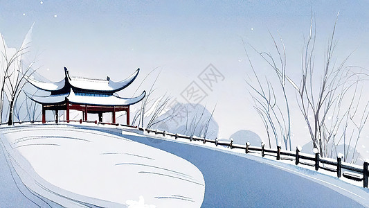 冬季雪景公园凉亭图片