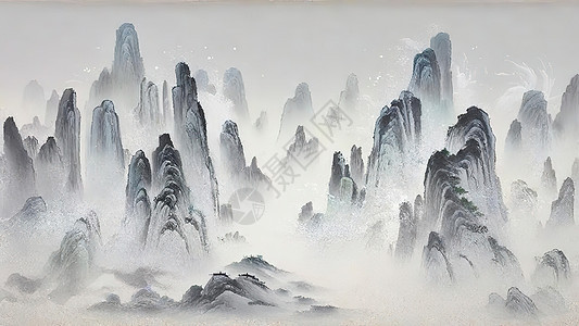 极简山水水墨画背景图片