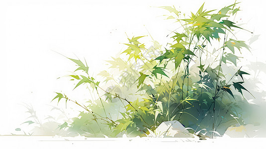 绿色小清新卡通竹子图片