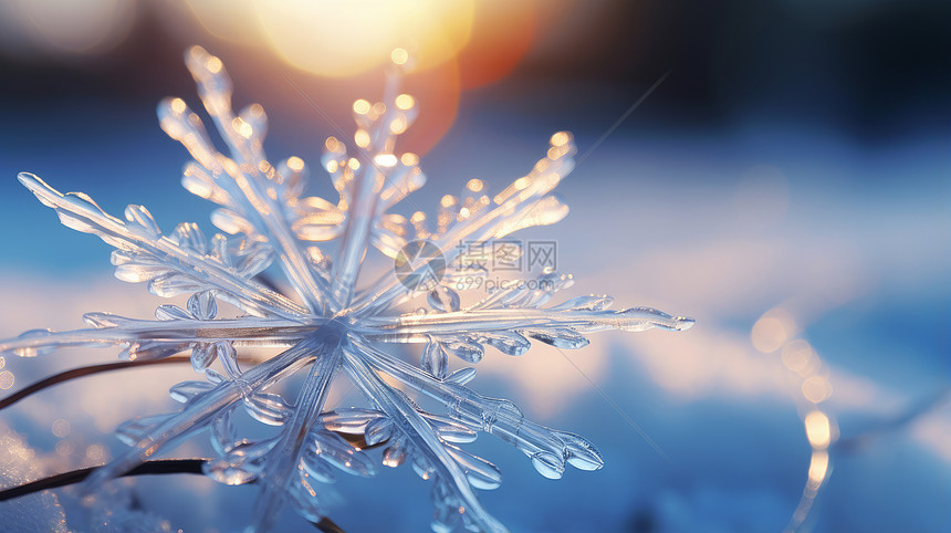 冬天雪地中漂亮的雪花图片