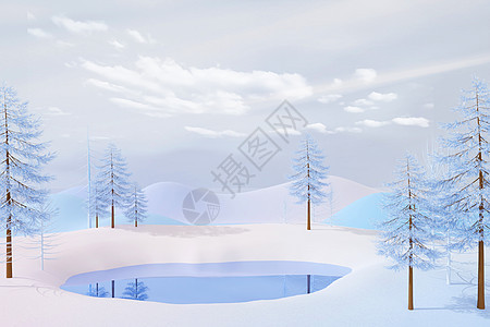 Blender冬季意境创意3D场景图片