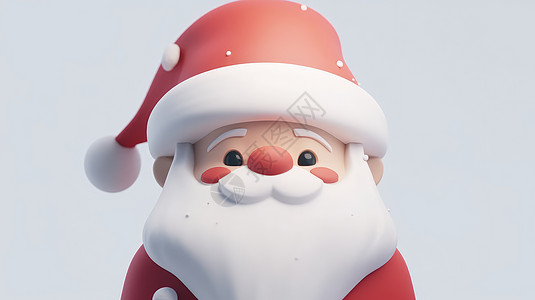 雪中戴着圣诞帽的立体卡通圣诞老人图片