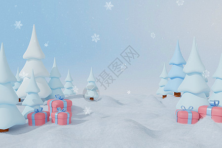 Blender冬季毛绒清新3D场景图片