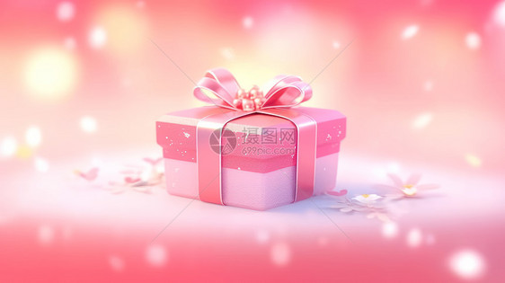 梦幻粉色可爱的卡通礼物盒图片