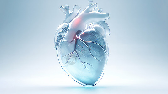 蓝色透明的立体人工心脏图片