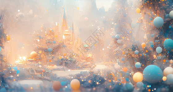 梦幻唯美的卡通圣诞城堡背景高清图片