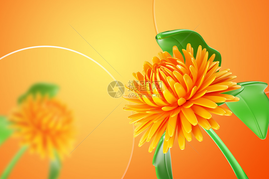 创意玻璃透明菊花背景图片