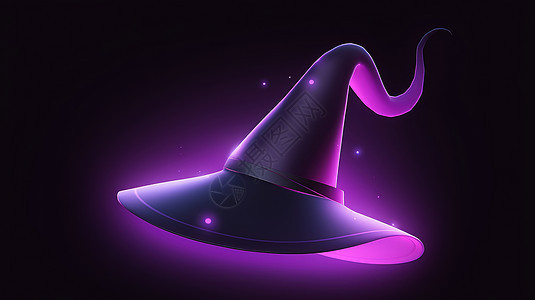 万圣节发紫色光的卡通女巫帽子图片