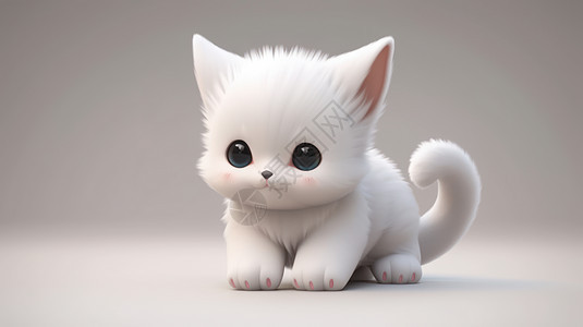 立体可爱的卡通小白猫背景图片