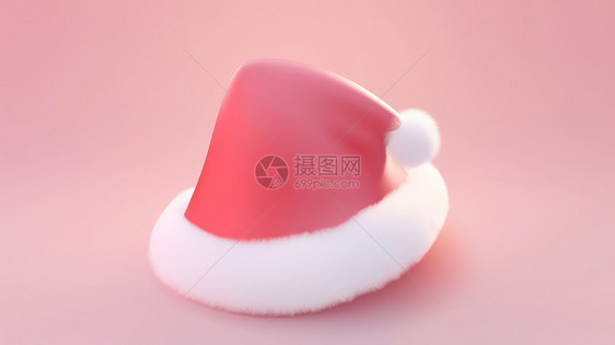 毛茸茸红色立体可爱的卡通圣诞帽图片