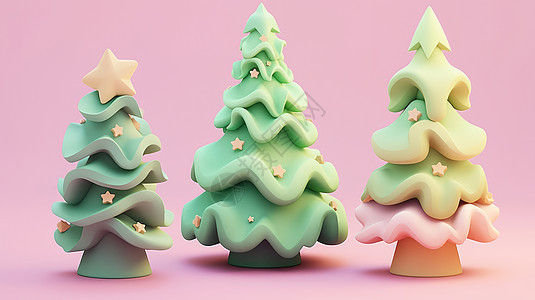 圣诞节立体可爱的黏土风卡通圣诞树图片
