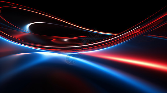 红色科技背景霓虹光流动的线条科技感背景插画