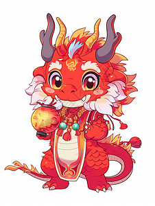 红色喜庆可爱的卡通龙图片素材