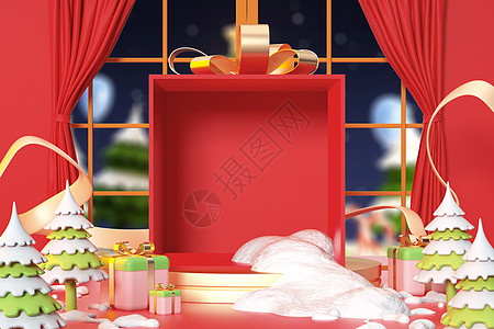 圣诞节礼盒场景背景图片