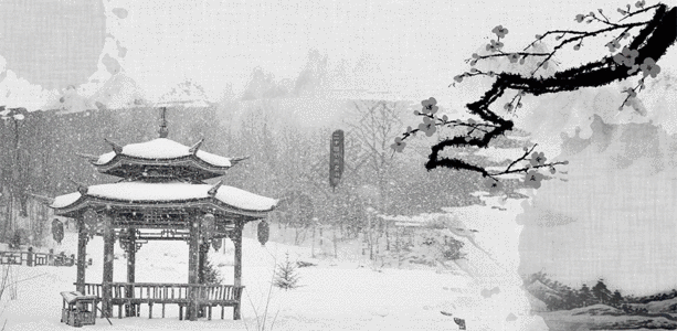 建筑黑色背景二十四节气之小雪gif动图高清图片