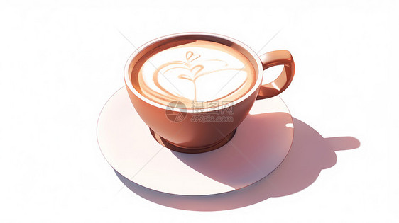 一杯简约美味的卡通咖啡图片
