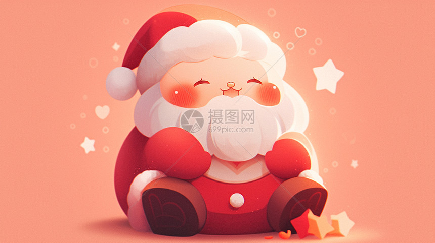 坐在地上开心笑的卡通圣诞老人图片