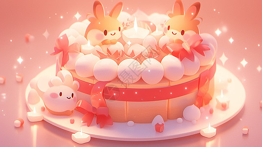 圣诞节美味的动物主题卡通蛋糕背景图片