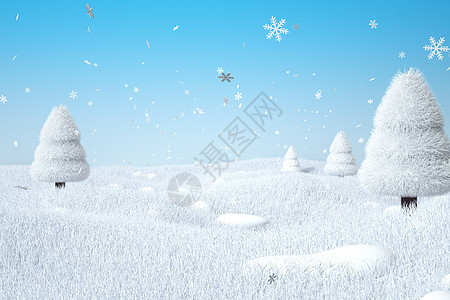 冬季毛绒雪花场景图片