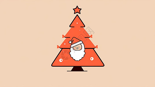 红色简约的卡通圣诞树与头像图片