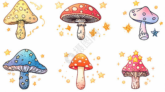 各种造型可爱的卡通蘑菇图片