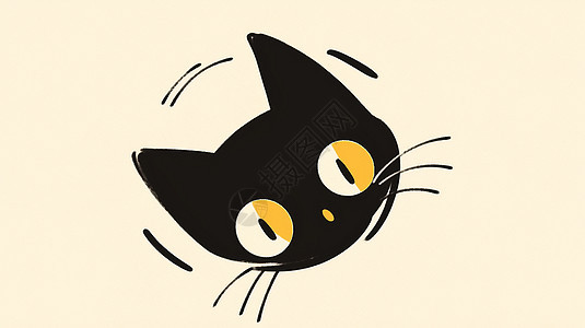 黑色的卡通猫头图片