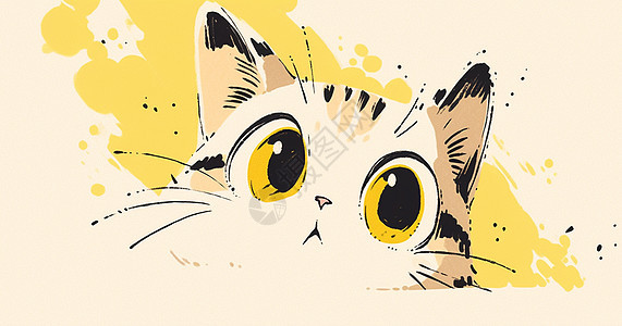 大眼睛可爱的卡通小猫图片